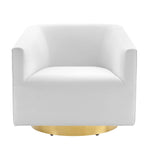 Twist Accent Lounge Performance Velvet Swivel Chair in Gold White