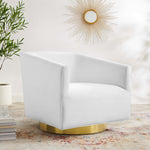 Twist Accent Lounge Performance Velvet Swivel Chair in Gold White