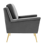 Chesapeake Performance Velvet Armchair in Gold Gray