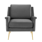 Chesapeake Performance Velvet Armchair in Gold Gray