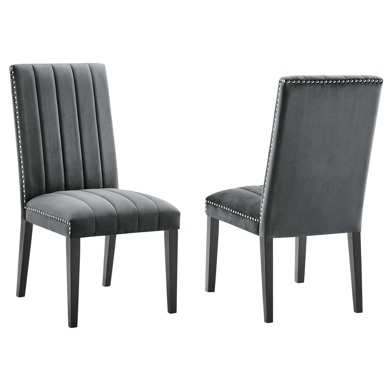 Catalyst Performance Velvet Dining Side Chairs Set of 2 in Gray