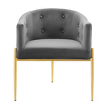 Savour Tufted Performance Velvet Accent Chairs Set of 2 in Gray