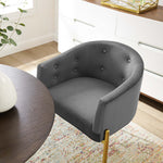 Savour Tufted Performance Velvet Accent Chairs Set of 2 in Gray