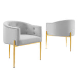 Savour Tufted Performance Velvet Accent Chairs Set of 2 in Light Gray