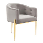 Savour Tufted Performance Velvet Accent Chairs Set of 2 in Light Gray
