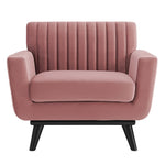 Engage Channel Tufted Performance Velvet Armchair in Dusty Rose