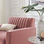 Engage Channel Tufted Performance Velvet Armchair in Dusty Rose
