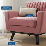 Engage Channel Tufted Performance Velvet Armchair in Dusty Rose