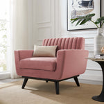 Engage Channel Tufted Performance Velvet Armchair in Dusty Rose