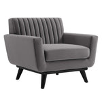 Engage Channel Tufted Performance Velvet Armchair in Gray