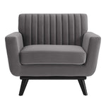 Engage Channel Tufted Performance Velvet Armchair in Gray