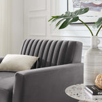 Engage Channel Tufted Performance Velvet Armchair in Gray