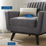 Engage Channel Tufted Performance Velvet Armchair in Gray