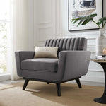 Engage Channel Tufted Performance Velvet Armchair in Gray