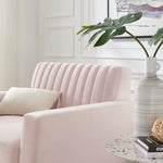 Engage Channel Tufted Performance Velvet Armchair in Pink