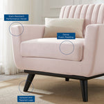 Engage Channel Tufted Performance Velvet Armchair in Pink