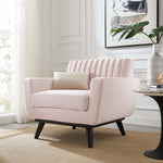Engage Channel Tufted Performance Velvet Armchair in Pink