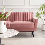 Engage Channel Tufted Performance Velvet Loveseat in Dusty Rose