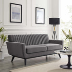 Engage Channel Tufted Performance Velvet Loveseat in Gray