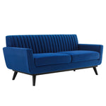 Engage Channel Tufted Performance Velvet Loveseat in Navy
