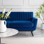 Engage Channel Tufted Performance Velvet Loveseat in Navy