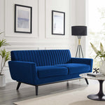 Engage Channel Tufted Performance Velvet Loveseat in Navy