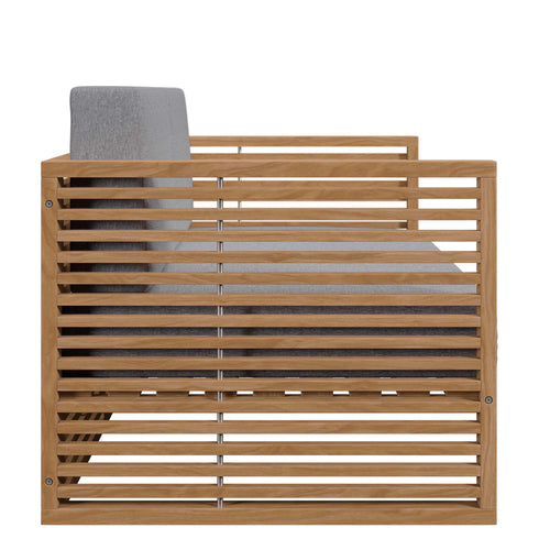 Carlsbad Teak Wood Outdoor Patio Loveseat in Natural Gray