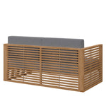 Carlsbad Teak Wood Outdoor Patio Loveseat in Natural Gray