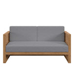 Carlsbad Teak Wood Outdoor Patio Loveseat in Natural Gray