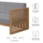 Carlsbad Teak Wood Outdoor Patio Loveseat in Natural Gray