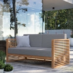 Carlsbad Teak Wood Outdoor Patio Loveseat in Natural Gray