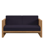 Carlsbad Teak Wood Outdoor Patio Loveseat in Natural Navy