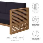 Carlsbad Teak Wood Outdoor Patio Loveseat in Natural Navy