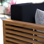 Carlsbad Teak Wood Outdoor Patio Loveseat in Natural Navy