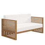 Carlsbad Teak Wood Outdoor Patio Loveseat in Natural White
