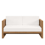 Carlsbad Teak Wood Outdoor Patio Loveseat in Natural White