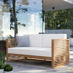 Carlsbad Teak Wood Outdoor Patio Loveseat in Natural White