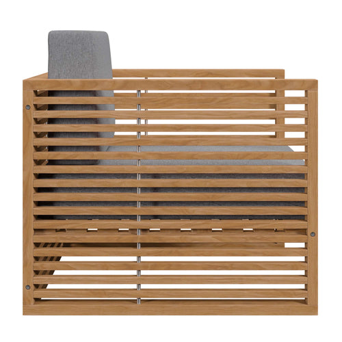 Carlsbad Teak Wood Outdoor Patio Armchair in Natural Gray