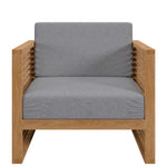 Carlsbad Teak Wood Outdoor Patio Armchair in Natural Gray