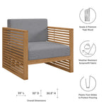 Carlsbad Teak Wood Outdoor Patio Armchair in Natural Gray