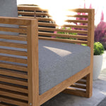 Carlsbad Teak Wood Outdoor Patio Armchair in Natural Gray