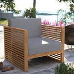 Carlsbad Teak Wood Outdoor Patio Armchair in Natural Gray