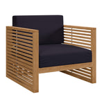 Carlsbad Teak Wood Outdoor Patio Armchair in Natural Navy