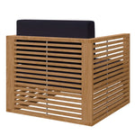Carlsbad Teak Wood Outdoor Patio Armchair in Natural Navy