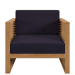 Carlsbad Teak Wood Outdoor Patio Armchair in Natural Navy