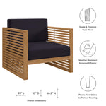 Carlsbad Teak Wood Outdoor Patio Armchair in Natural Navy
