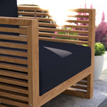 Carlsbad Teak Wood Outdoor Patio Armchair in Natural Navy