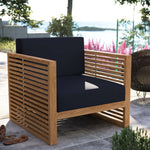 Carlsbad Teak Wood Outdoor Patio Armchair in Natural Navy