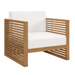 Carlsbad Teak Wood Outdoor Patio Armchair in Natural White