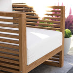 Carlsbad Teak Wood Outdoor Patio Armchair in Natural White